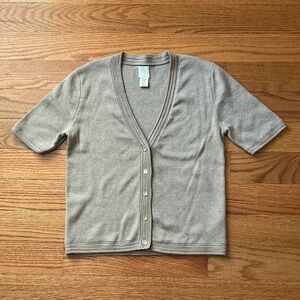 Joie Tan Knit Short Sleeve Cardigan